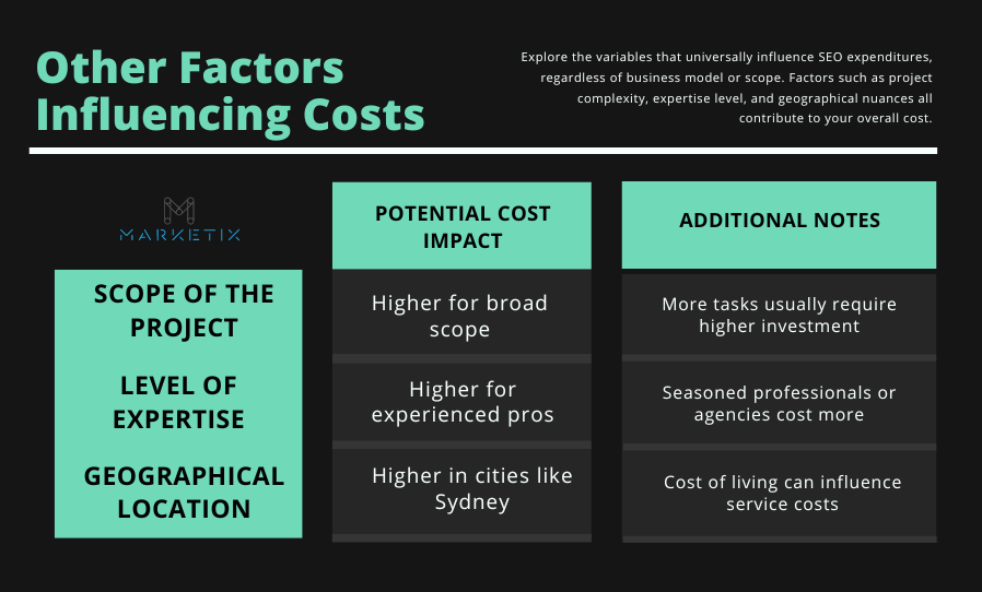 Other Factors Influencing SEO Costs