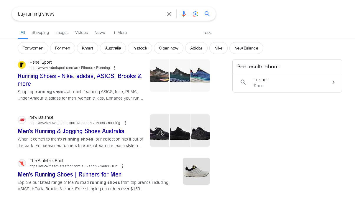 Buy Running Shoes Search Query