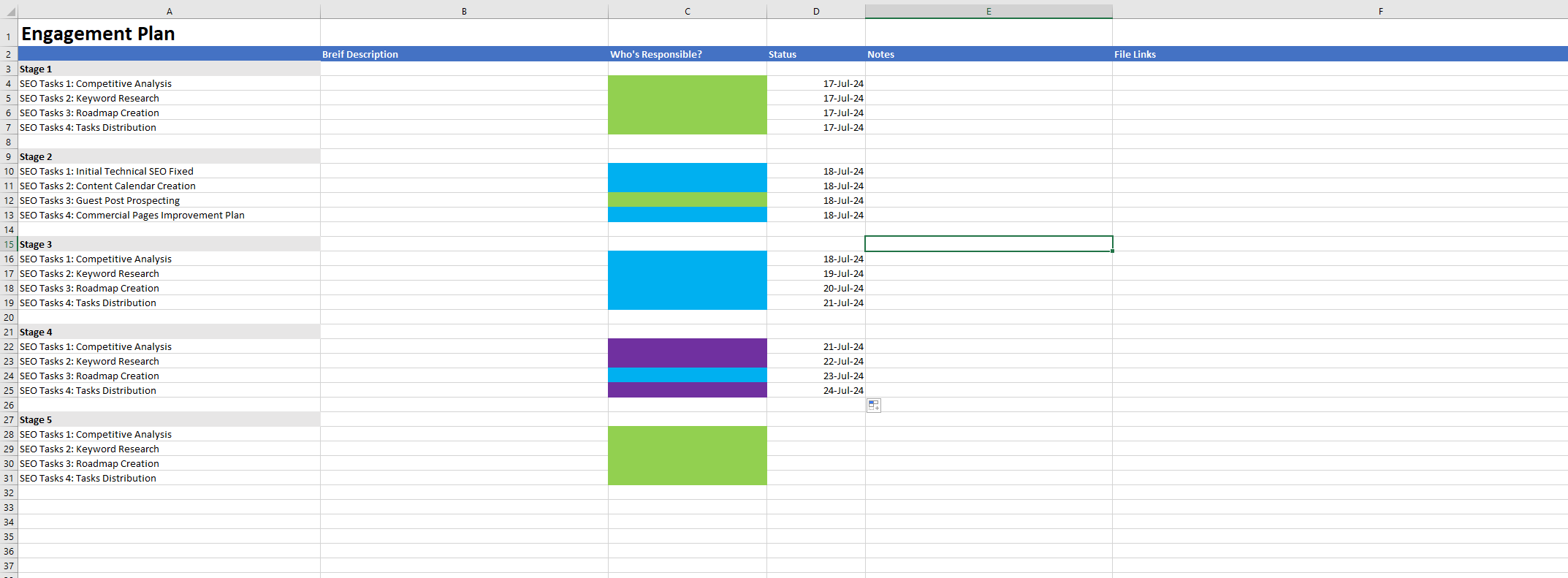 SEO Plan Spreadsheet