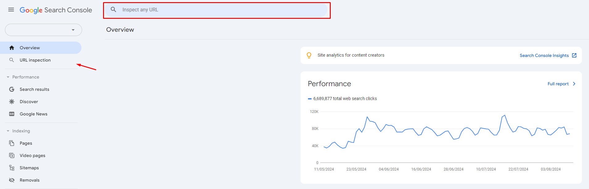 Google Search Console Inspection Tool